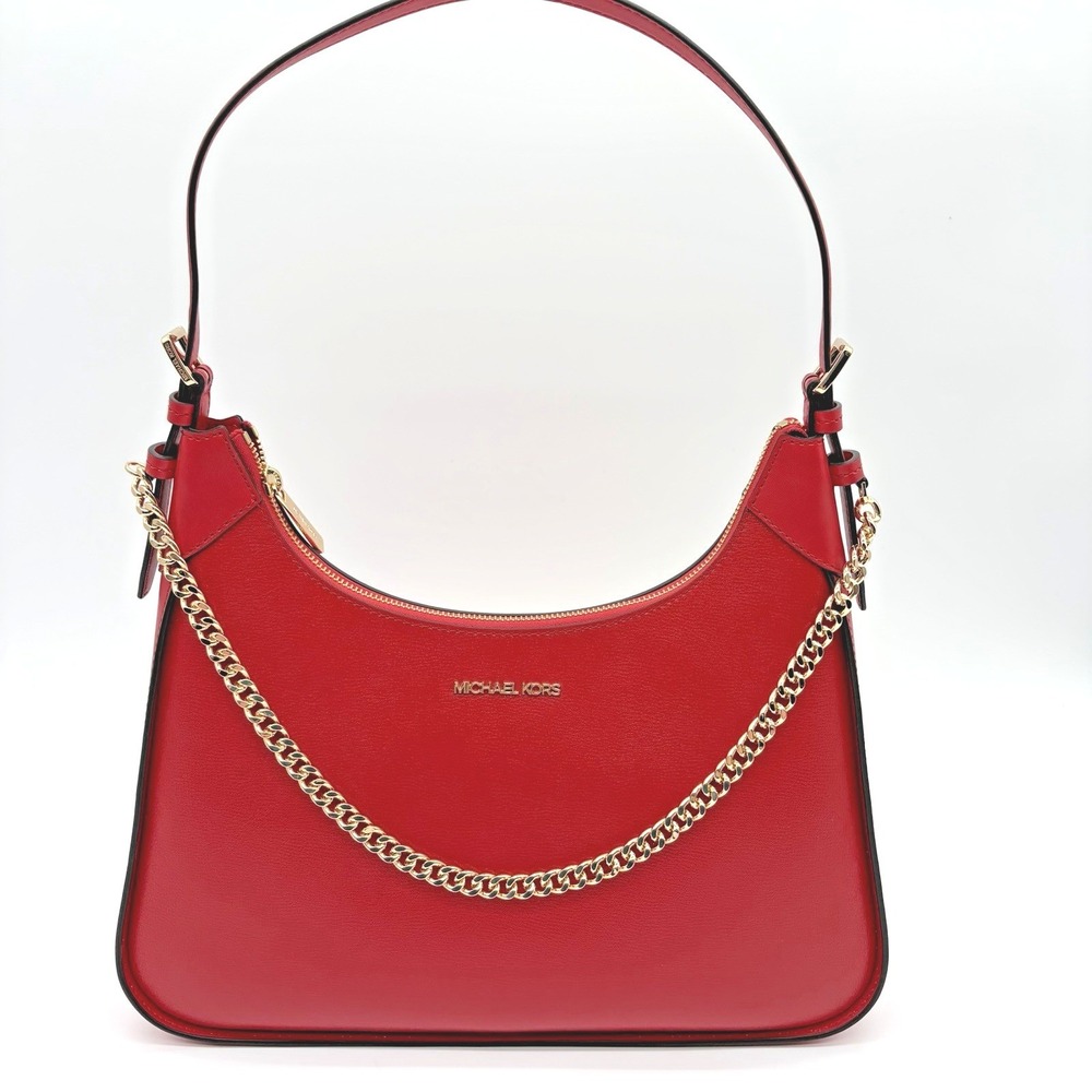 AUTHENTIC Michael Kors Wilma Large Shoulder Bag Bright Red Leather purse NWT